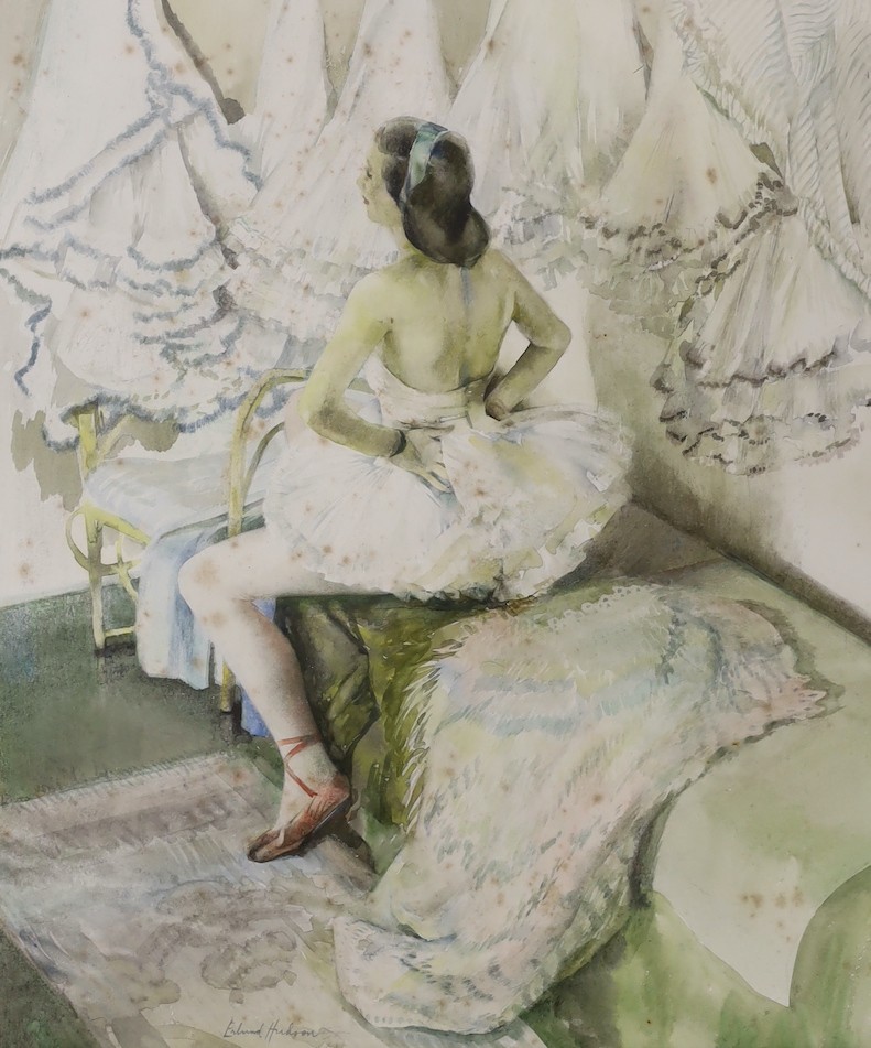 Erlund (Eleanor) Hudson (b.1912), watercolour, Ballerina in a dressing room, signed in pencil, 38 x 32cm